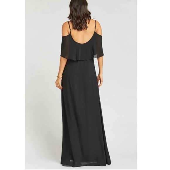 Show Me Your Mumu Caitlin Ruffle Maxi Dress in Black Chiffon Size: XXS NWT - Picture 3 of 8